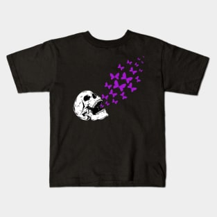 Butterfly Skull - Purple Kids T-Shirt